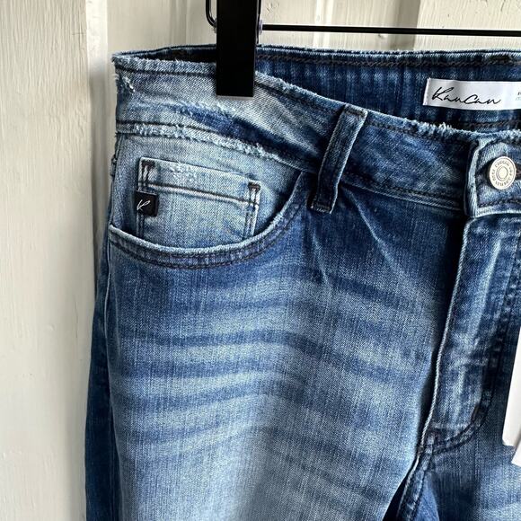 KanCan Medium Wash Destructed Boyfriend Jean NWT - Picture 5 of 12